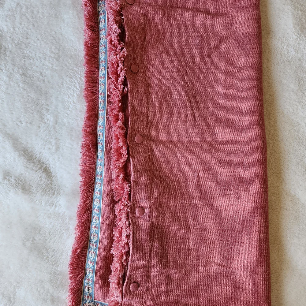 Ralph Lauren Coral Fringe Decorative Pillow with Floral Trim
